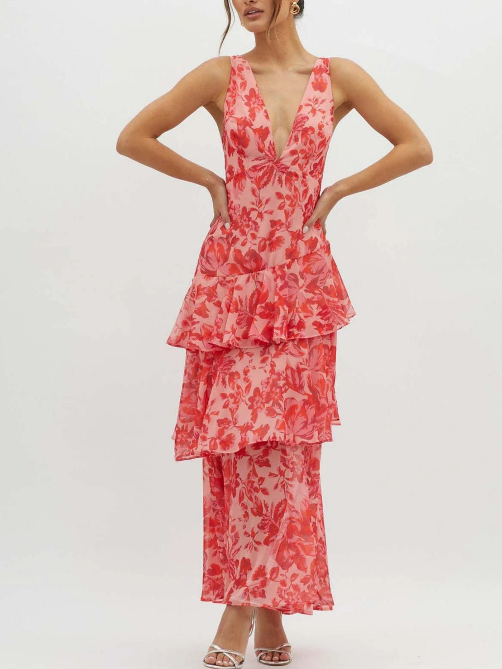 Strappy Back Ruffle Maxi Dress