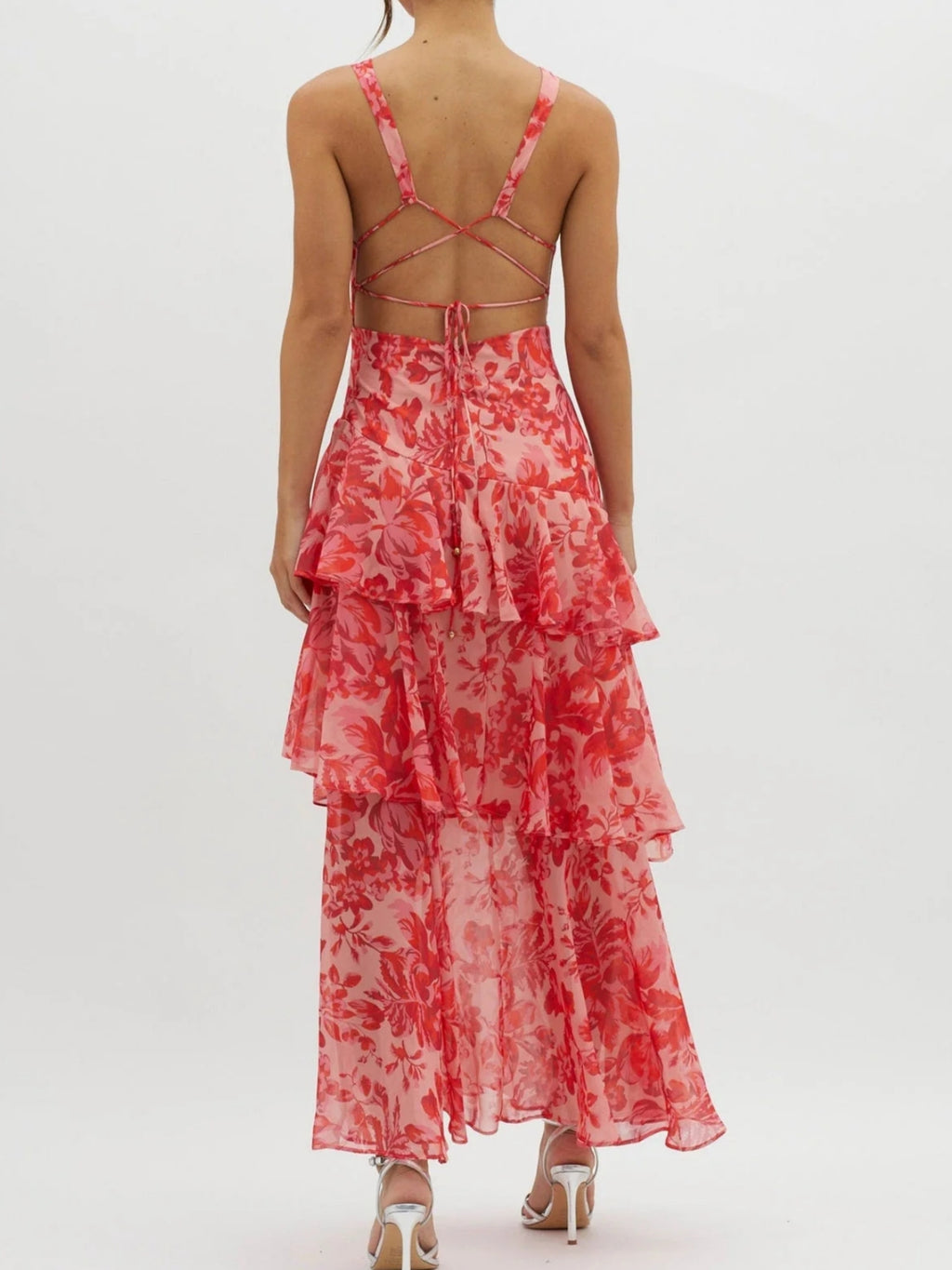 Strappy Back Ruffle Maxi Dress