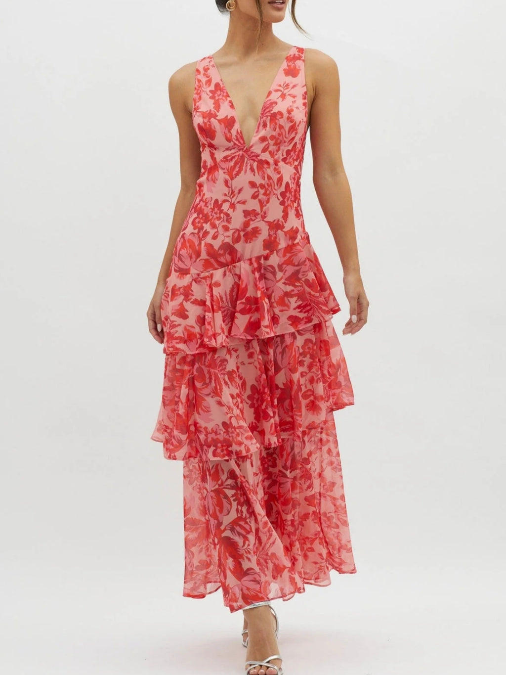 Strappy Back Ruffle Maxi Dress