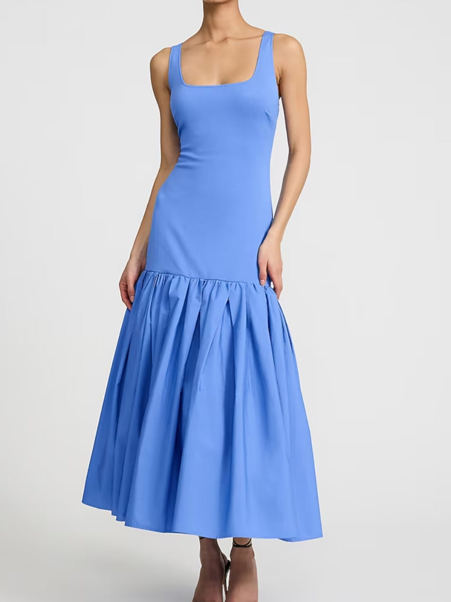 Scoop Neck Drop Waist Maxi Dress