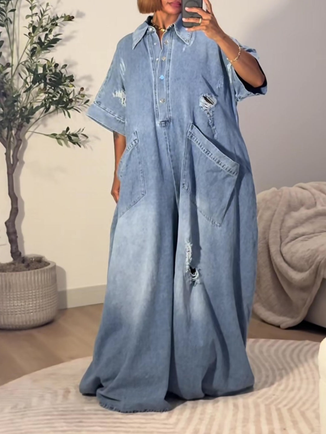 Oversized Denim Jumpsuit