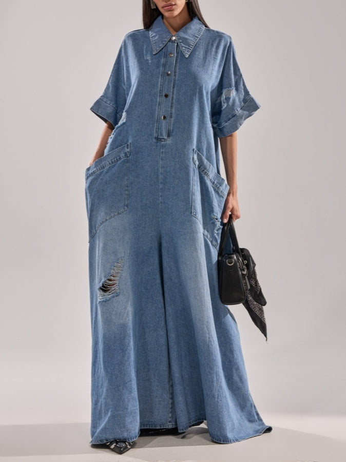 Oversized Denim Jumpsuit