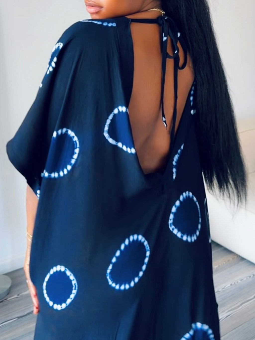 Tie-dye Loose V-neck Maxi Dress