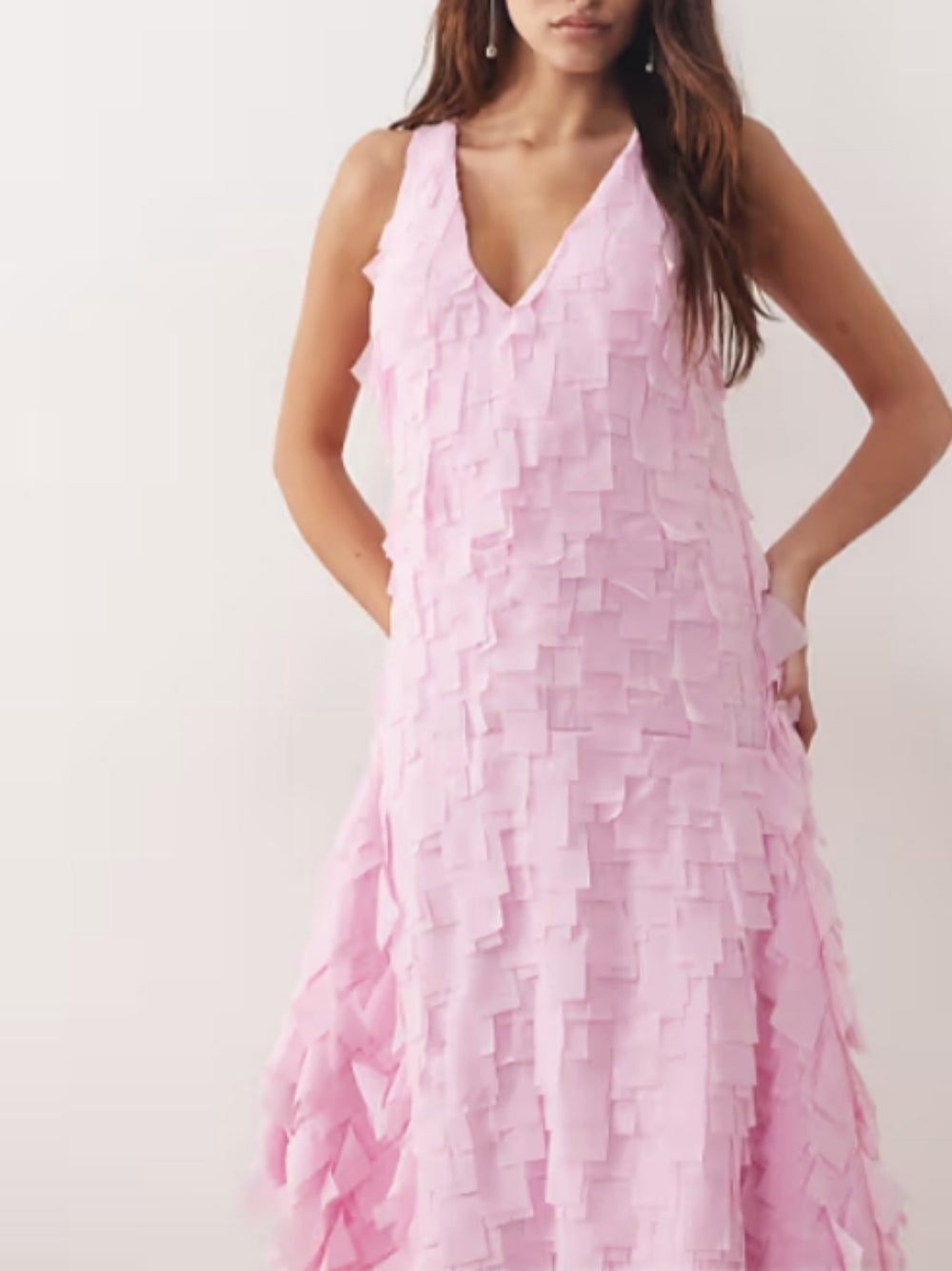 Textured Square Cut Sequins Maxi Dress