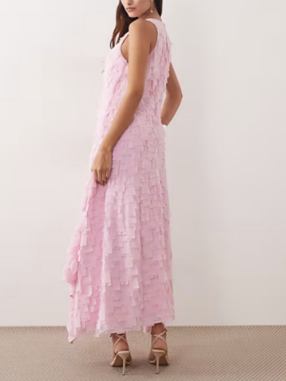 Textured Square Cut Sequins Maxi Dress