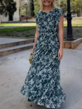 Flowing Floral Chiffon Sleeveless Maxi Dress
