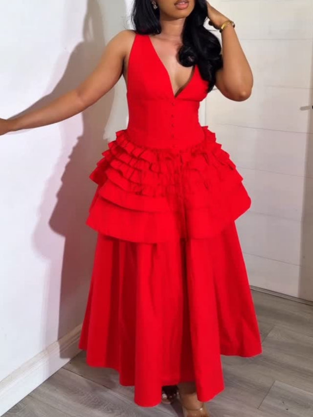 Ruffled Tiered Midi Dress
