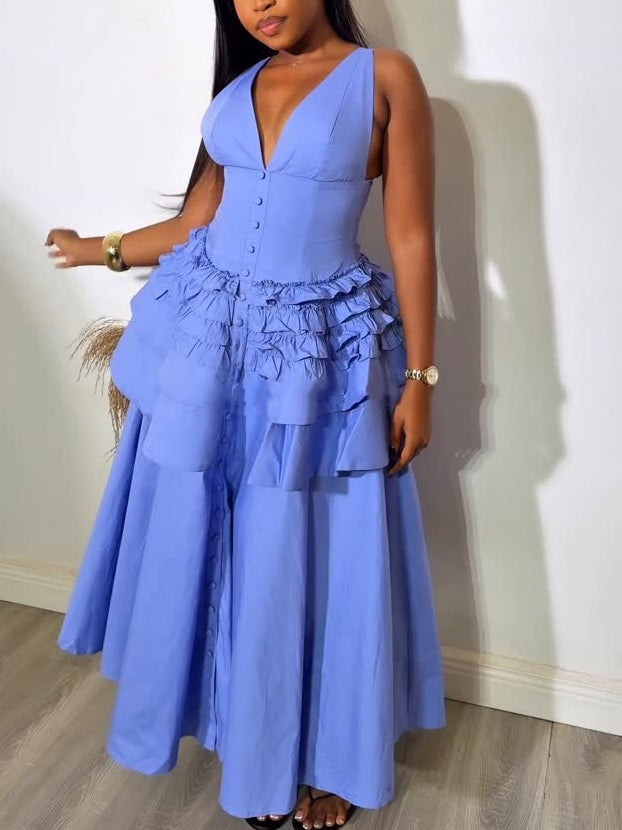 Ruffled Tiered Midi Dress