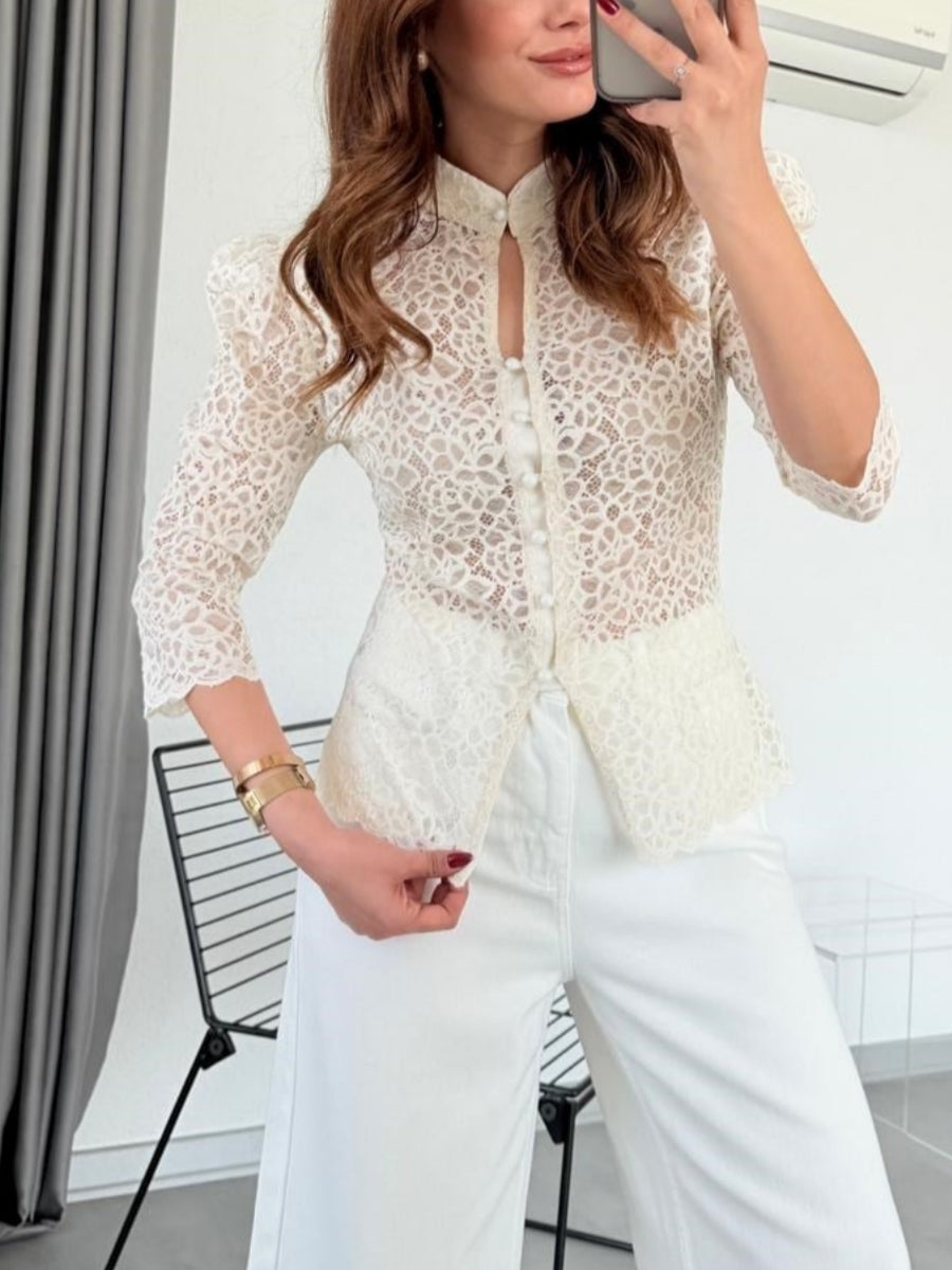 Mandarin Collar Lace Shirt
