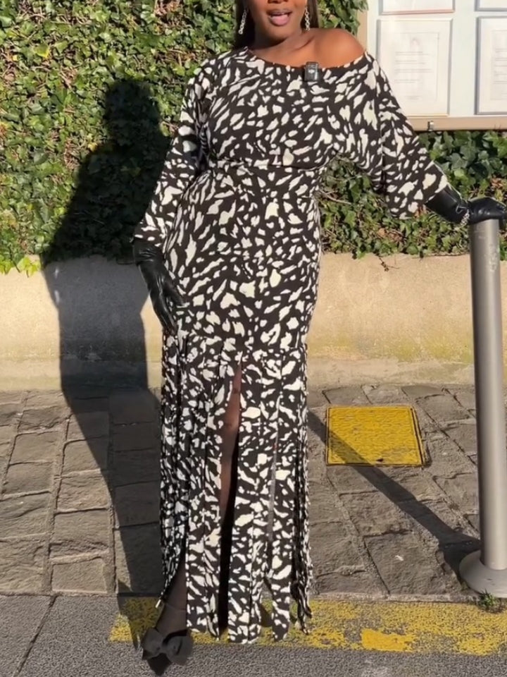 Slip-off Shoulder Top Paired With A Shredded Skirt