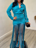 Teal Tassel Dress