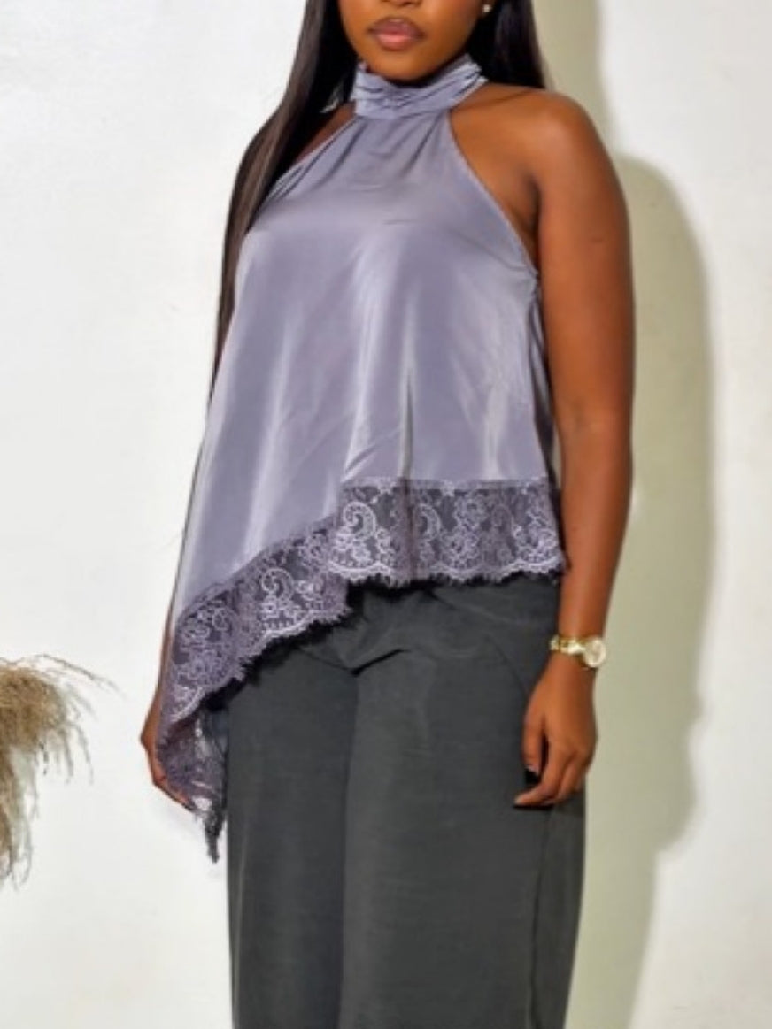 Asymmetrical Satin Top