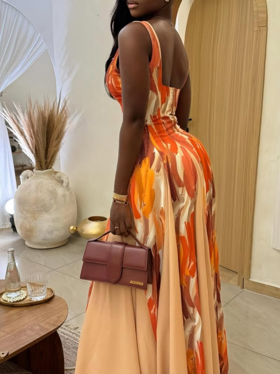 Abstract Print Maxi Dress
