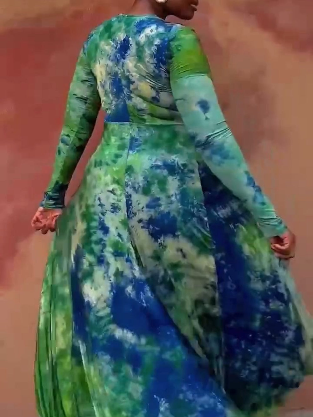 Long Sleeves Tie Dye Maxi Dress