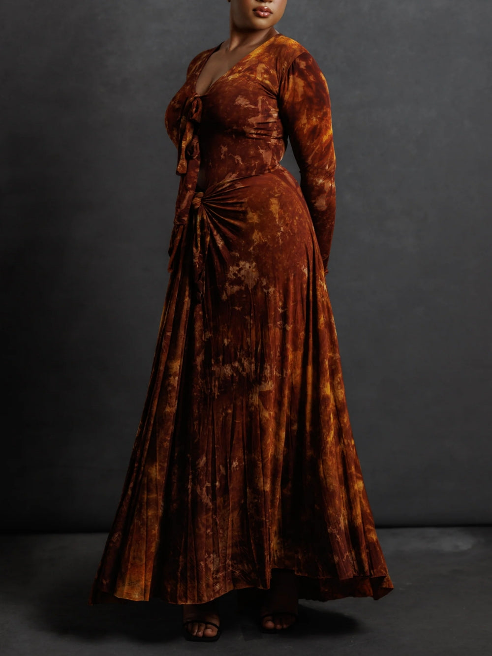 Long Sleeves Tie Dye Maxi Dress