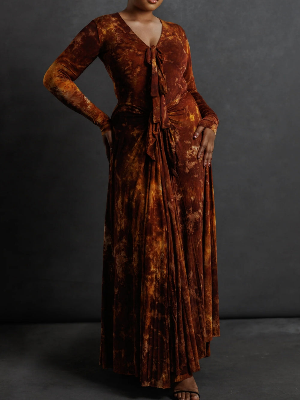 Long Sleeves Tie Dye Maxi Dress
