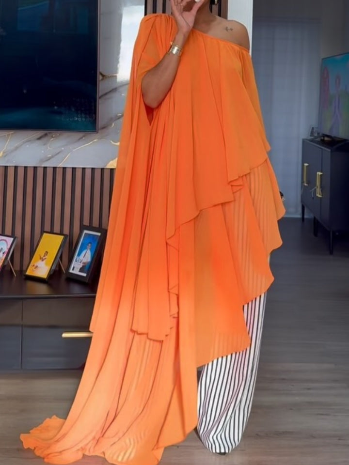 Chiffon One-shoulder Ruffled Asymmetrical Dress