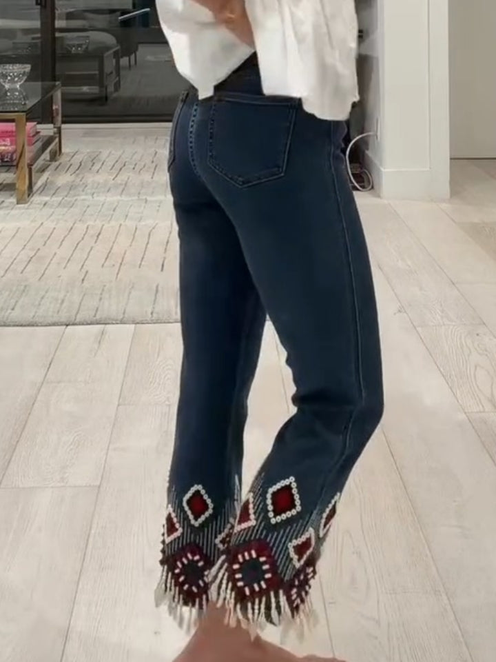 Beaded Shell Jeans