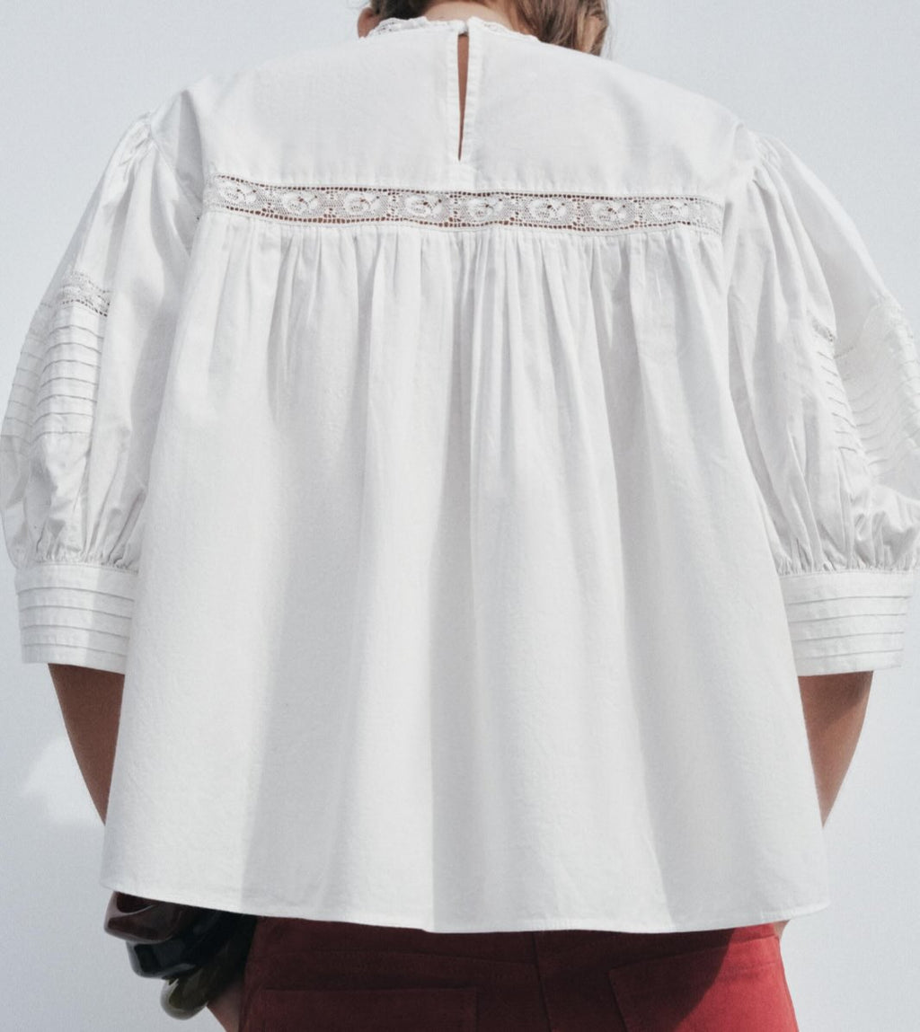 Round Neck White Lace Top