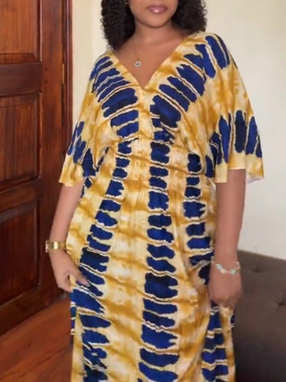Tie-dye V-neck Maxi Dress