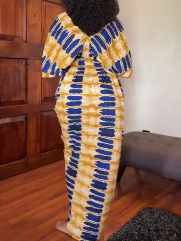 Tie-dye V-neck Maxi Dress