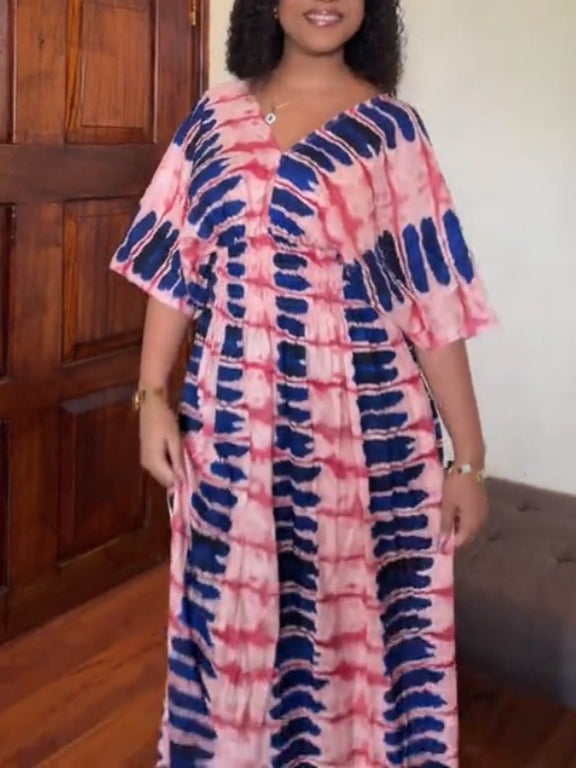 Tie-dye V-neck Maxi Dress