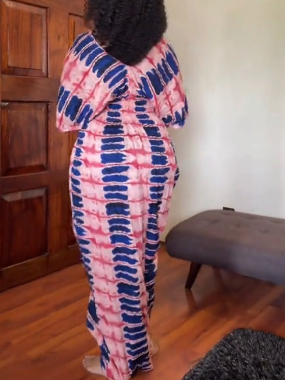 Tie-dye V-neck Maxi Dress