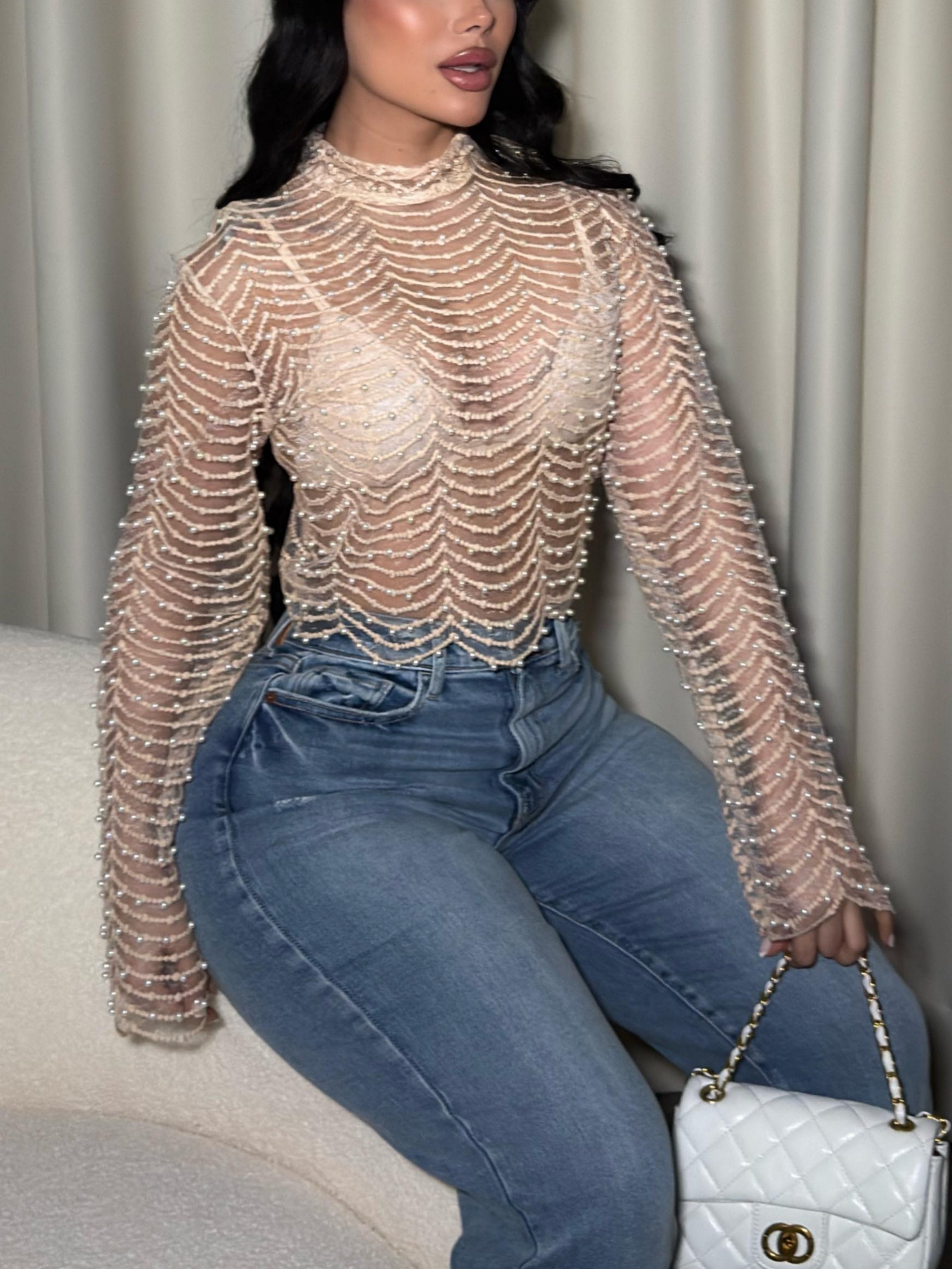 Pearl Beaded Top