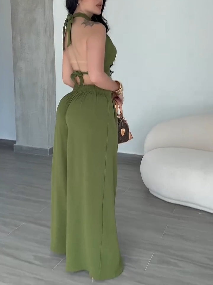 Halter Neck Casual Two-piece Set