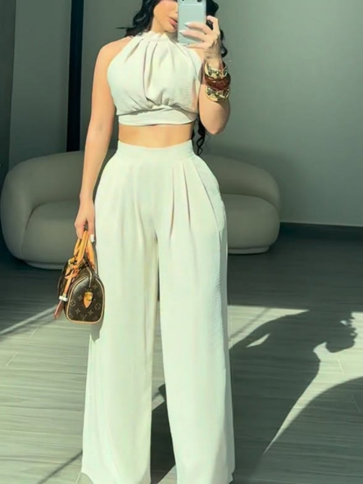 Halter Neck Casual Two-piece Set