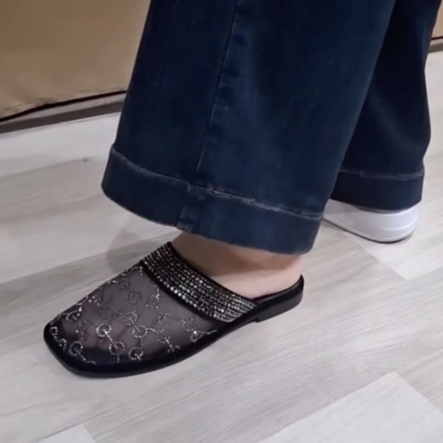 Rhinestone Mesh Sandals