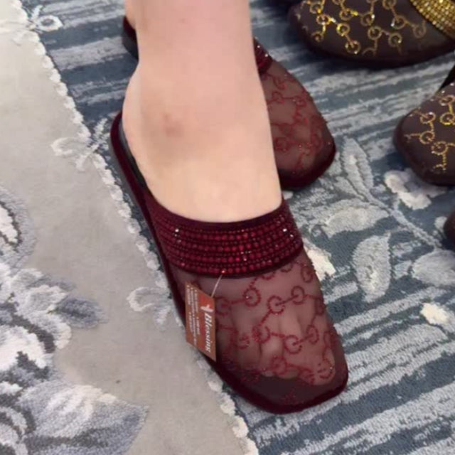 Rhinestone Mesh Sandals