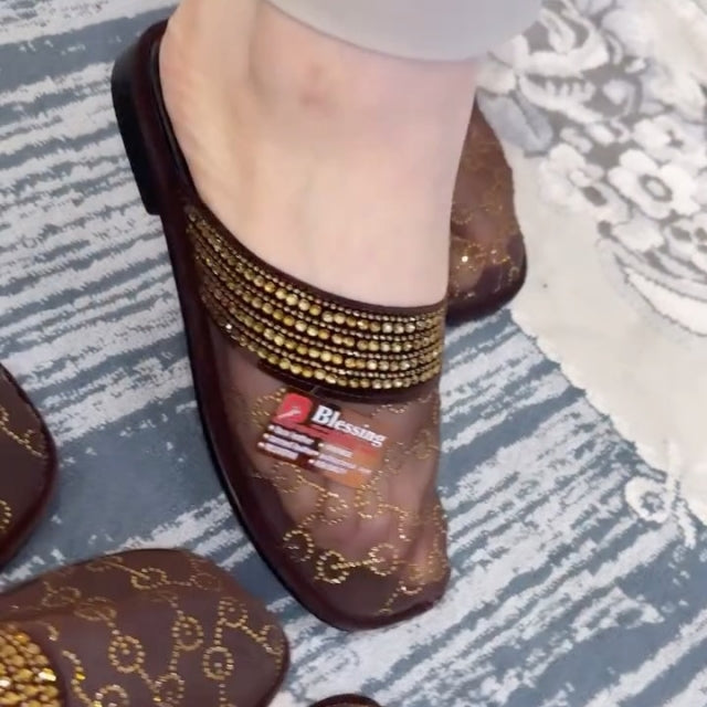 Rhinestone Mesh Sandals