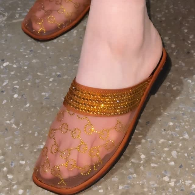 Rhinestone Mesh Sandals
