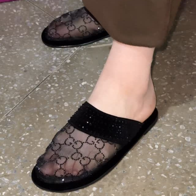 Rhinestone Mesh Sandals